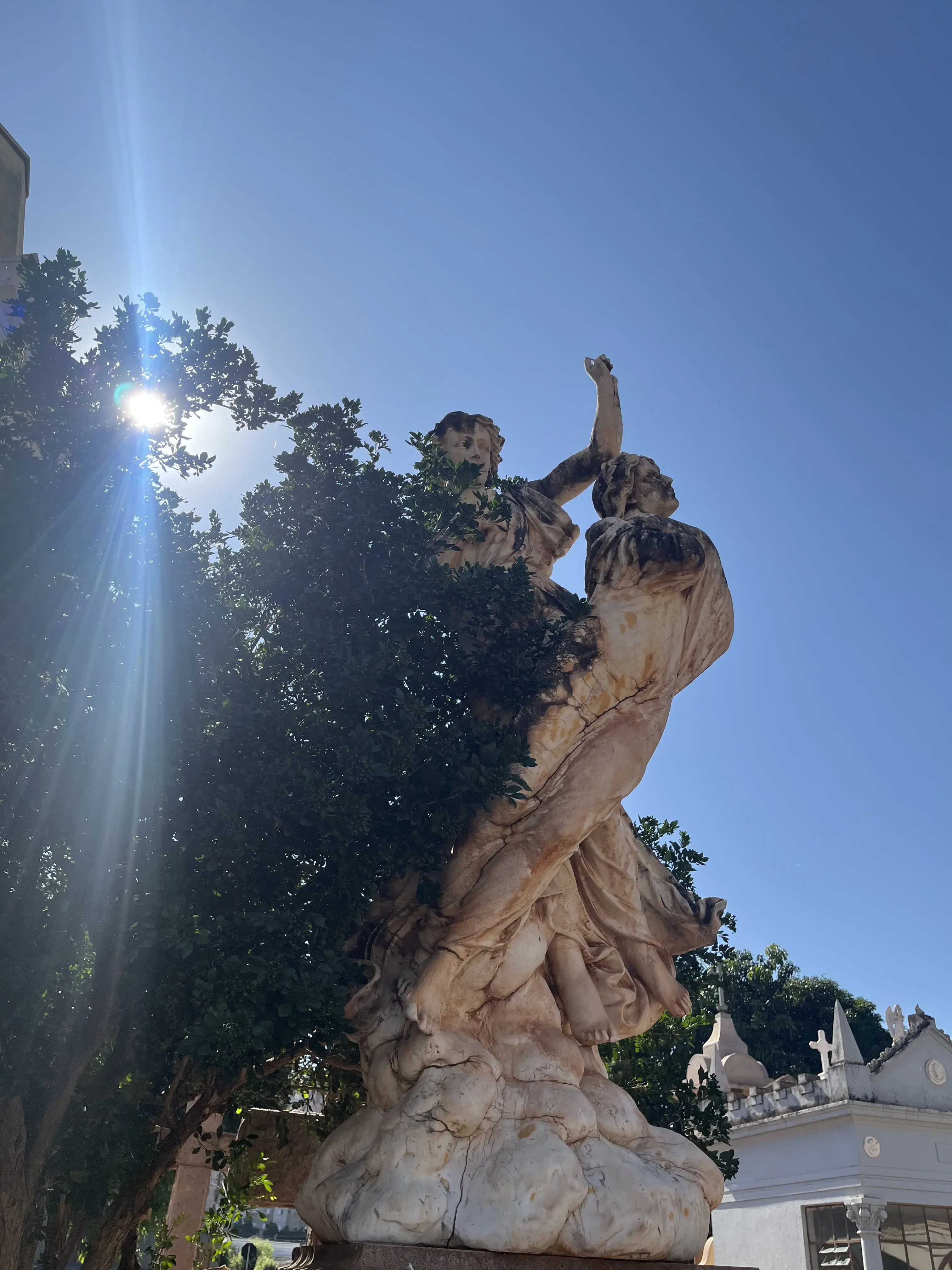 Muitas artes funerárias são réplicas criadas a partir de catálogos
italianos. Anjo apontando pra cima é o anjo da
ressurreição